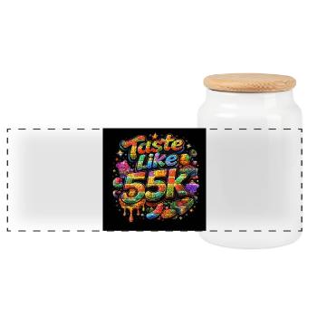 Kaleidoscope 50K Graffiti - Panorama Keksdose mit Holzdeckel - Weiß - Vorne