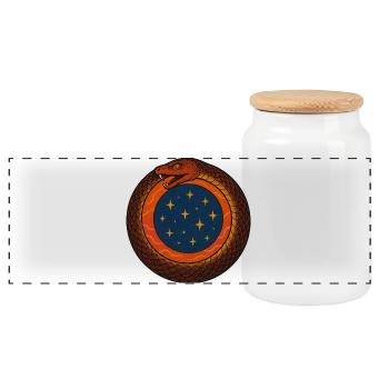 Cosmic Ouroboros Emblem - Panoramic Cookie Jar with Wooden Lid - white - Front