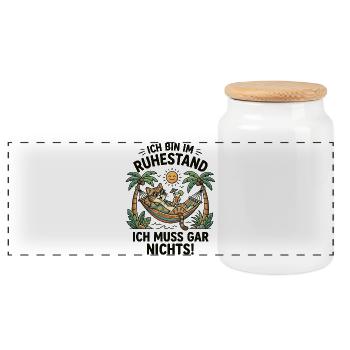 Ich Bin Im Ruhestand Ich Muss Gar Nichts - Panorama Keksdose mit Holzdeckel - Weiß - Vorne