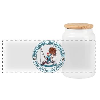 Logo de l’expert en pêche en haute mer - Boîte à biscuits avec couvercle en bois - blanc - Devant
