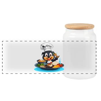 Dessin animé Cooking Dog Chef - Boîte à biscuits avec couvercle en bois - blanc - Devant