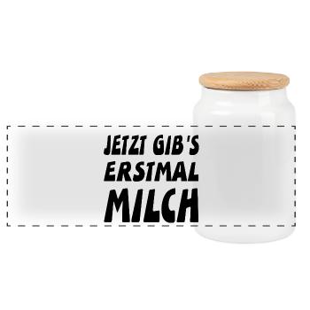 Milch - Panorama Keksdose mit Holzdeckel - Weiß - Vorne