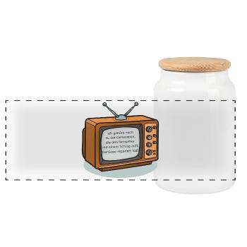 TV-Reperatur: Schlag aufs Gehäuse! - Panorama Keksdose mit Holzdeckel - Weiß - Vorne