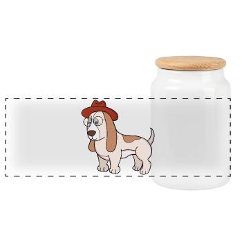 Glasses Beagle avec Fedora - Boîte à biscuits avec couvercle en bois - blanc - Devant