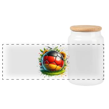 Germany Football Ball Landscape - Panoramic Cookie Jar with Wooden Lid - white - Front