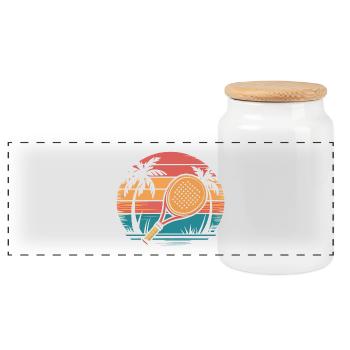Padel Sunset - Panoramic Cookie Jar with Wooden Lid - white - Front