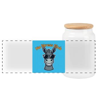 No Stress Club Donkey Cool - Panoramic Cookie Jar with Wooden Lid - white - Front