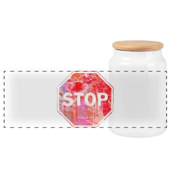 Grunge Stop Sign - Panoramic Cookie Jar with Wooden Lid - white - Front