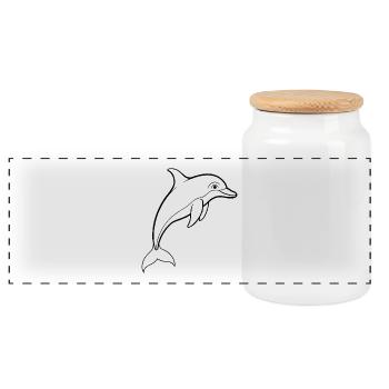 Dauphin - Boîte à biscuits avec couvercle en bois - blanc - Devant