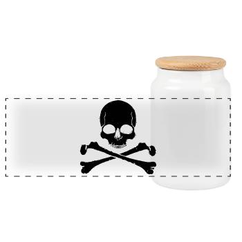 Skull Crossbones Pirate Rocker Look - Panoramic Cookie Jar with Wooden Lid - white - Front