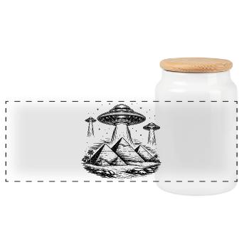Pyramiden UFO Ägypten Mystery Ancient Aliens - Panorama Keksdose mit Holzdeckel - Weiß - Vorne