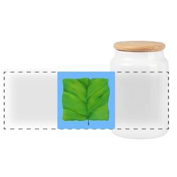 The Square Leaf - Panoramic Cookie Jar with Wooden Lid - white - Front