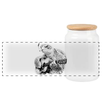 Turtle Blues Guitarist - Panoramic Cookie Jar with Wooden Lid - white - Front