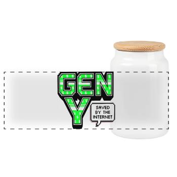 Generation Y, gen Y , Millennials Shirt, Hoodie - Panorama Keksdose mit Holzdeckel - Weiß - Vorne