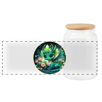 Petit Dragon dans la Forêt tropicale - Boîte à biscuits avec couvercle en bois - blanc - Devant