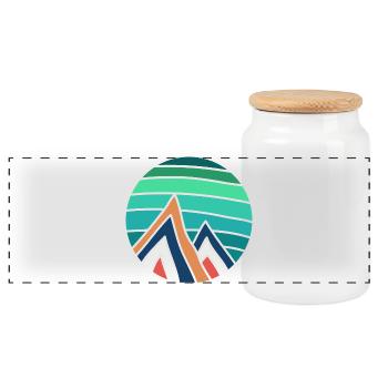Turquoise Circle Mountains - Panoramic Cookie Jar with Wooden Lid - white - Front