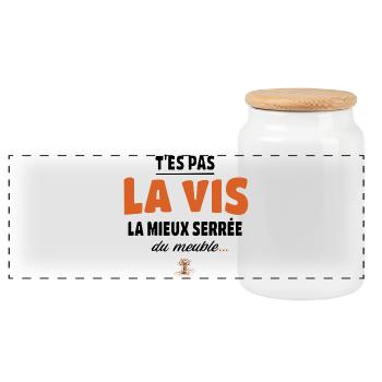 T’es pas la vis la mieux serrée du meuble - Boîte à biscuits avec couvercle en bois - blanc - Devant