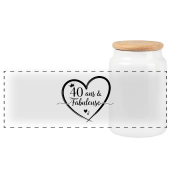 40 Ans Et Fabuleuse Cadeau Anniversaire Femme  - Boîte à biscuits avec couvercle en bois - blanc - Devant