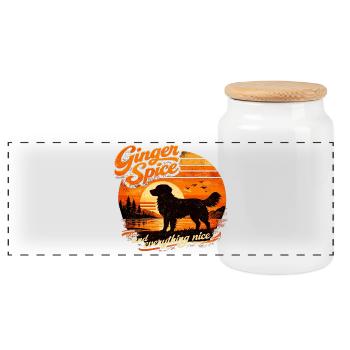 Toller Retro 70s: Ginger Spice & Everything Nice - Panorama Keksdose mit Holzdeckel - Weiß - Vorne