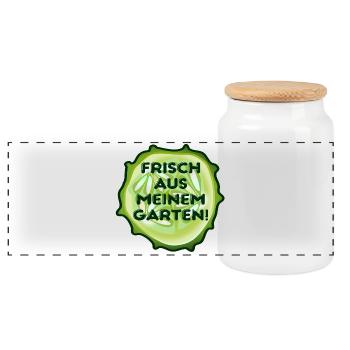 Hobby Garten Gemüse - Panorama Keksdose mit Holzdeckel - Weiß - Vorne