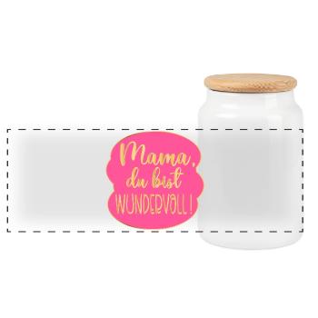 Wundervolle Mama Muttertag - Panorama Keksdose mit Holzdeckel - Weiß - Vorne