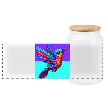 colibri - Boîte à biscuits avec couvercle en bois - blanc - Devant