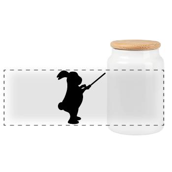 Conductor Rabbit Music - Panoramic Cookie Jar with Wooden Lid - white - Front