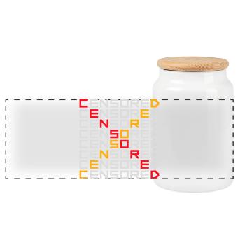 Censored Funny Statement Freedom Logo - Panoramic Cookie Jar with Wooden Lid - white - Front