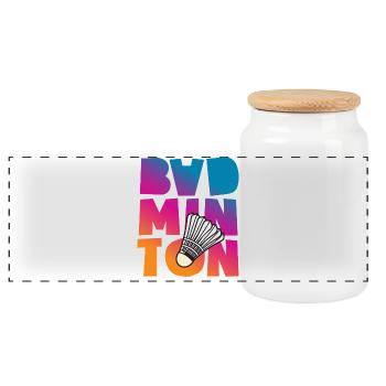Badminton - Boîte à biscuits avec couvercle en bois - blanc - Devant
