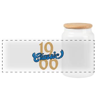 1966 Classic - Panoramic Cookie Jar with Wooden Lid - white - Front