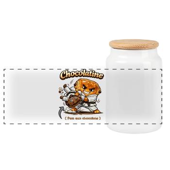 Chocolatine judoka - Boîte à biscuits avec couvercle en bois - blanc - Devant
