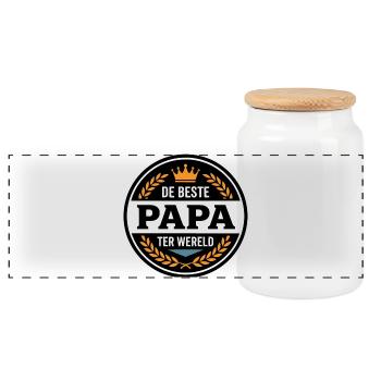 Leuk Vaderdag Shirt, Hoodie Beste Papa - Panorama Keksdose mit Holzdeckel - Weiß - Vorne