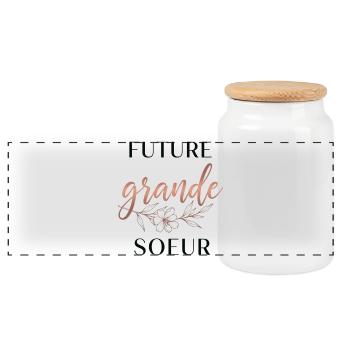 future grande sœur - Boîte à biscuits avec couvercle en bois - blanc - Devant