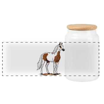 Cheval Pie Marron et Blanc Élégance Équestre - Boîte à biscuits avec couvercle en bois - blanc - Devant