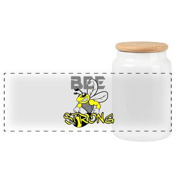 BEE STRONG Biene - Panorama Keksdose mit Holzdeckel - Weiß - Vorne
