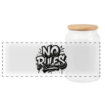 Keine Regeln Graffiti Design - Panorama Keksdose mit Holzdeckel - Weiß - Vorne