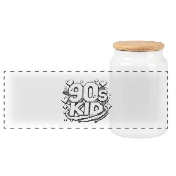 90s Kid Pixel Design - Panoramic Cookie Jar with Wooden Lid - white - Front