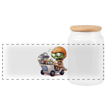 Alien Snack Trucker - Panoramic Cookie Jar with Wooden Lid - white - Front