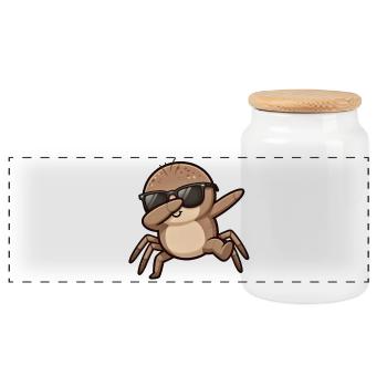 Dabbing Spinne - Panorama Keksdose mit Holzdeckel - Weiß - Vorne