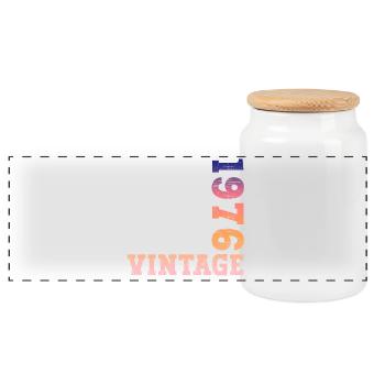 Millésime 1976 - Boîte à biscuits avec couvercle en bois - blanc - Devant