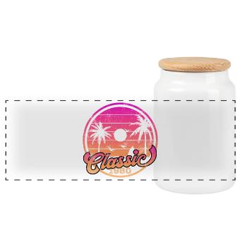 Cadeau d’anniversaire vintage vintage des années 1980 - Boîte à biscuits avec couvercle en bois - blanc - Devant