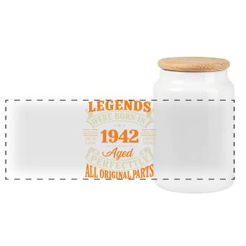 Legenden geboren 1942 Perfect Age - Panorama Keksdose mit Holzdeckel - Weiß - Vorne