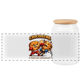 Chocolatine boxe - Boîte à biscuits avec couvercle en bois - blanc - Devant