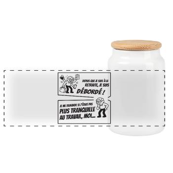 Retraité Surbooké (texte noir) - Boîte à biscuits avec couvercle en bois - blanc - Devant
