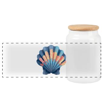 shell - Panoramic Cookie Jar with Wooden Lid - white - Front