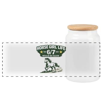Vie de fille cheval 6/7 Humour équestre Chemise des chevaux - Boîte à biscuits avec couvercle en bois - blanc - Devant