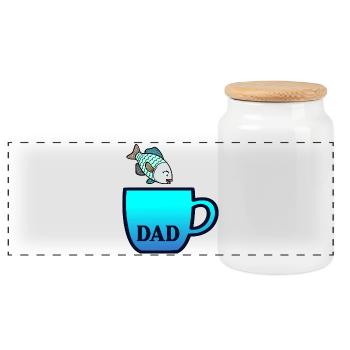 Fishing Dad Kaffee - Panorama Keksdose mit Holzdeckel - Weiß - Vorne
