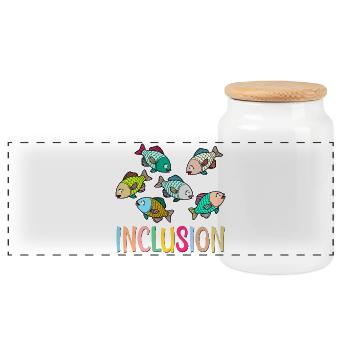 Inclusion Fishing Diversity - Panoramic Cookie Jar with Wooden Lid - white - Front