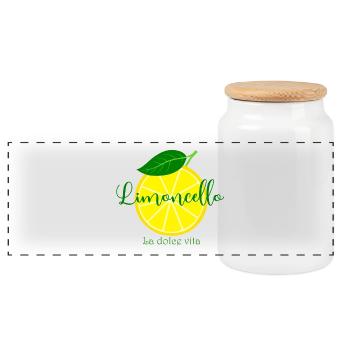 Limoncello La Dolce Vita  - Panorama Keksdose mit Holzdeckel - Weiß - Vorne