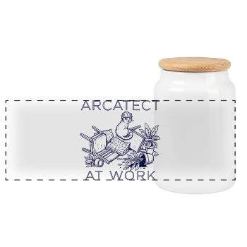 Le chat de l’ouvrier au travail - Boîte à biscuits avec couvercle en bois - blanc - Devant